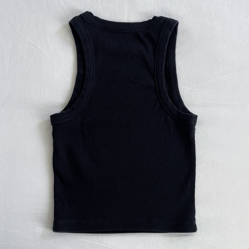 Abercrombie Essential Cropped High-Neck Rib Tank | Black | Size XXS | NWOT - Picture 4 of 10
